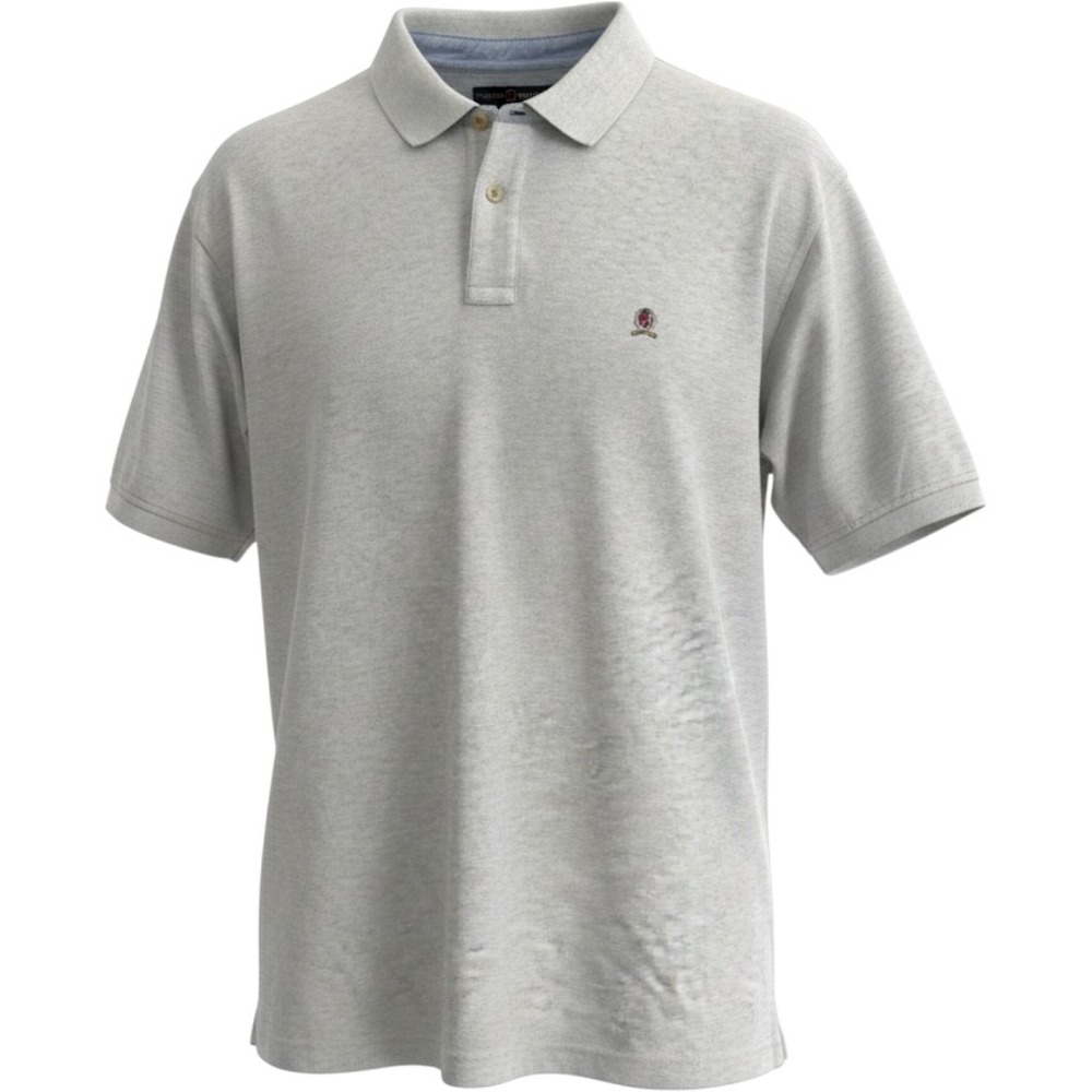 Tommy Hilfiger Mens XXL Gray Heather Crest Logo Cotton Pique Short Sleeve Polo